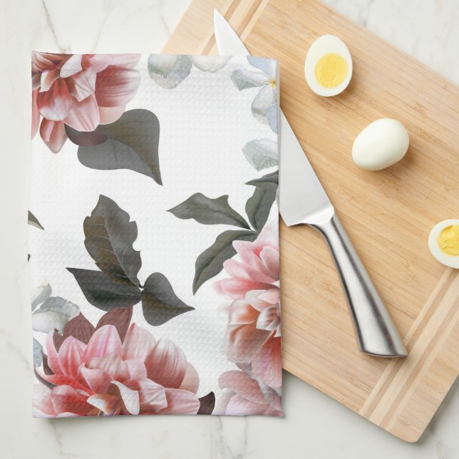 Watercolor Rose Floral Kitchen Towel (Quarter Fold)