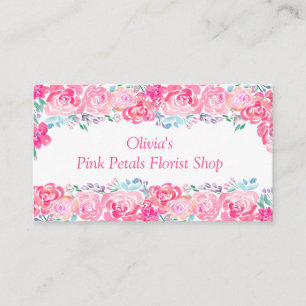 Watercolor Rose Floral Pattern Business Card