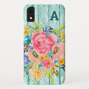 Watercolor Rose Floral Spray with Initial Case-Mate iPhone Case