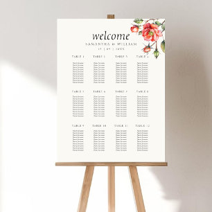 Watercolor Rose flower Wedding seating chart