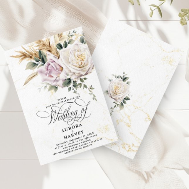 Watercolor Rose Flowers Elegant Chic Wedding  Invitation (Creator Uploaded)