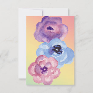 Watercolor Rose Flowers Thank You Card