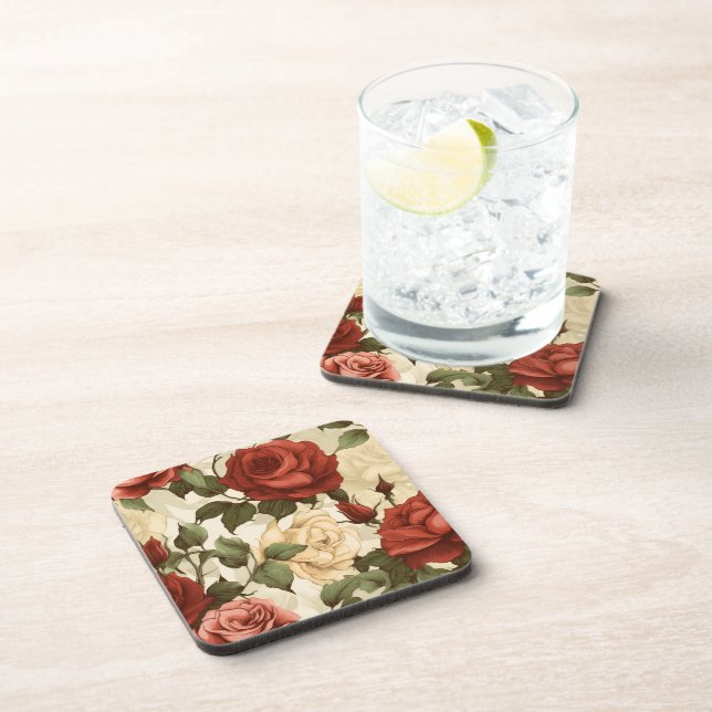 Watercolor Rose Garden Coaster (Right Side)
