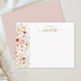 Watercolor Rose Garden Elegant Monogram Floral Card