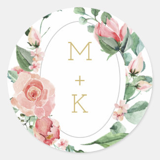 Watercolor Rose Garden Monogram Wedding Seal