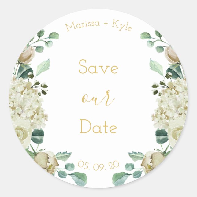 Watercolor Rose Garden Save Our Date Envelope Seal (Front)