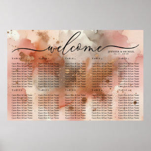 Watercolor Rose Gold Celebration Welcome Seating Poster