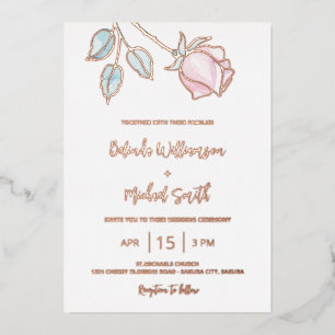 Watercolor Rose Gold Foil Minimalist Wedding