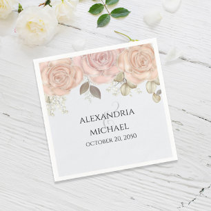 Watercolor Rose Gold Foliage Elegant Greenery Napkin