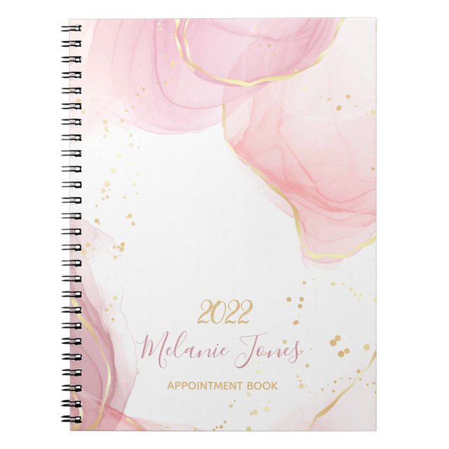 Watercolor Rose gold glitter appointment book 2022 (Front)
