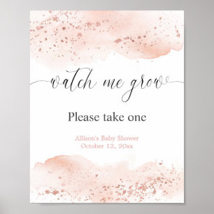 Watercolor rose gold pink watch me grow favours poster