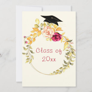 Watercolor Rose Graduation Invitation Card