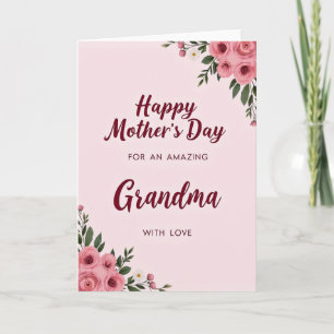 Watercolor Rose Grandma Card