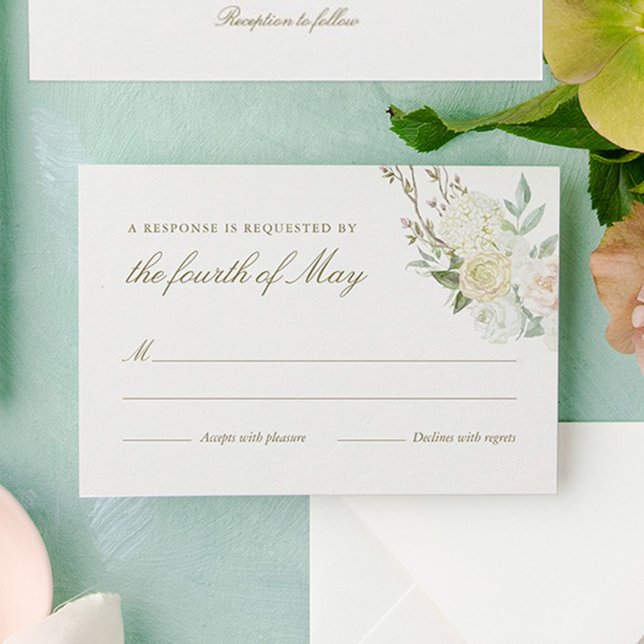 Watercolor Rose Hydrangea Response Card (Creator Uploaded)