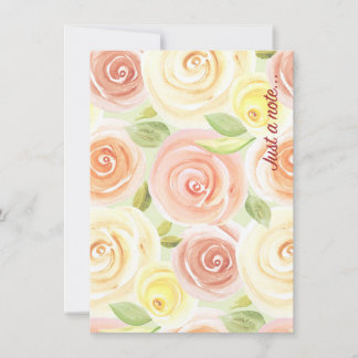 Watercolor Rose Just A Note Thank You Card