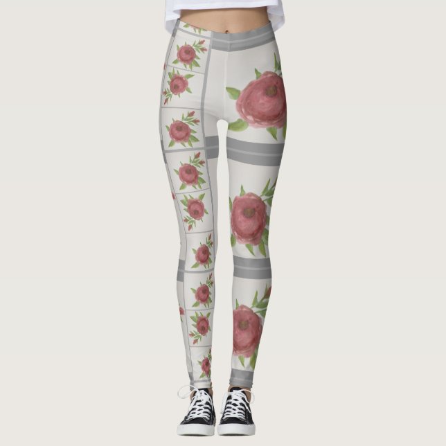 Watercolor Rose Leggings (Front)