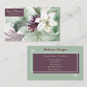 Watercolor Rose, Lily, Magnolia Business Card