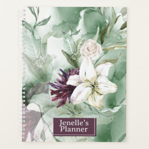 Watercolor Rose, Lily, Magnolia Planner