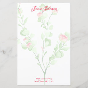 Watercolor Rose Personal Stationery
