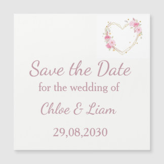 Watercolor Rose Pink Floral Heart Wedding