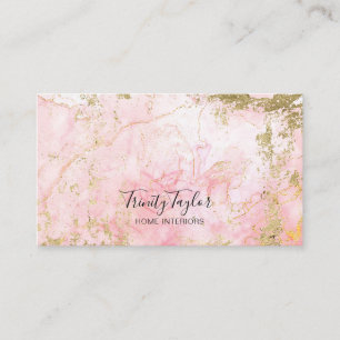Watercolor Rose Quartz & Faux Gold Foil Business Card