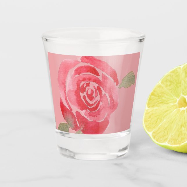 Watercolor Rose Shot Glass (Front)