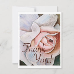 Watercolor Rose Soft Realism Thank you  Card