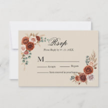 watercolor rose Terracotta and Pampas Wedding RSVP