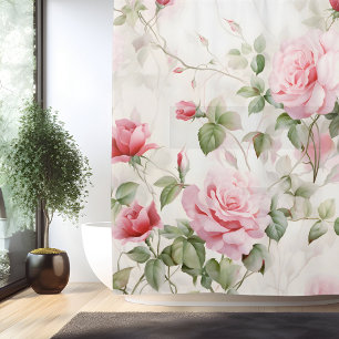 Watercolor Rose Vine Elegance Shower Curtain