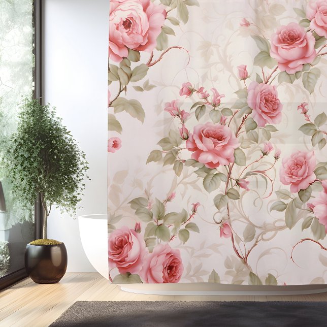 Watercolor Rose Vine Elegance Shower Curtain (Creator Uploaded)