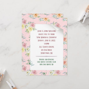 Watercolor Rose Vow Renewal Invitation