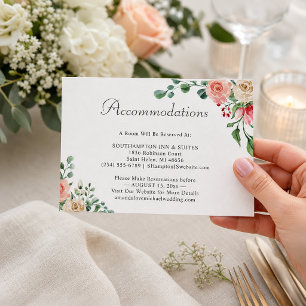 Watercolor Rose Wedding Accommodations Card