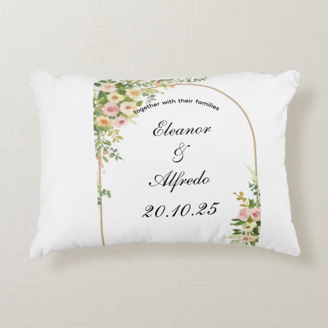 Watercolor Rose Wedding  Decorative Cushion (Front)