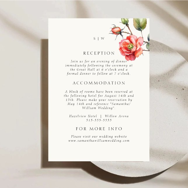 Watercolor Rose Wedding Details Enclosure Card (Creator Uploaded)