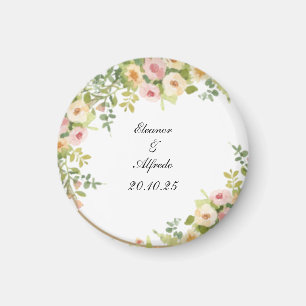 Watercolor Rose Wedding Magnet