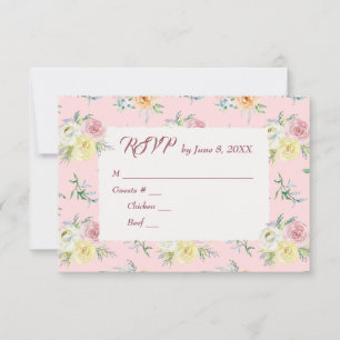 Watercolor Rose Wedding RSVP Card