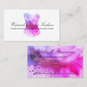 Watercolor Rosegold Glitz Corset Fashion Pink Business Card