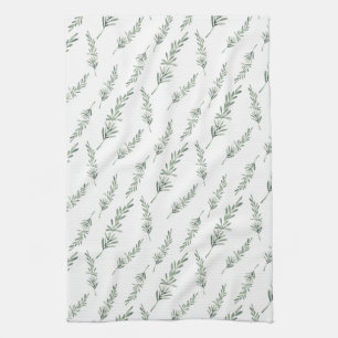 Watercolor Rosemary Pattern Tea Towel