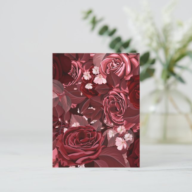 Watercolor Roses 35 Postcard (Standing Front)