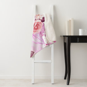 Watercolor Roses 4 Sherpa Blanket