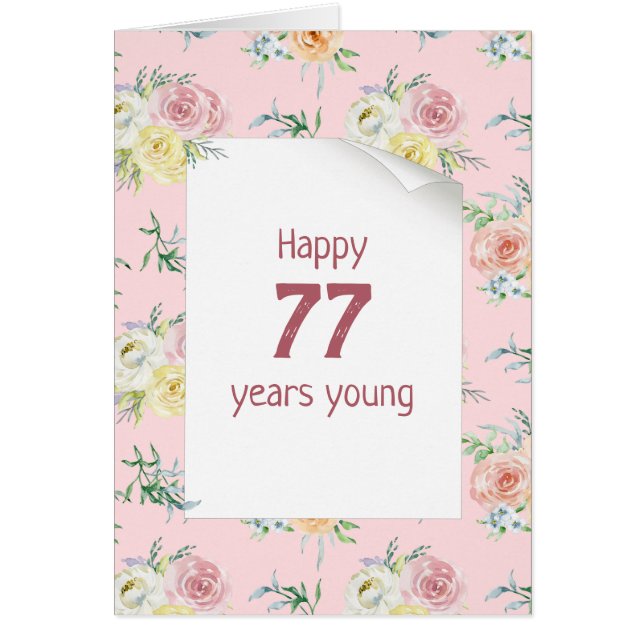 Watercolor Roses 77th Birthday (Front)