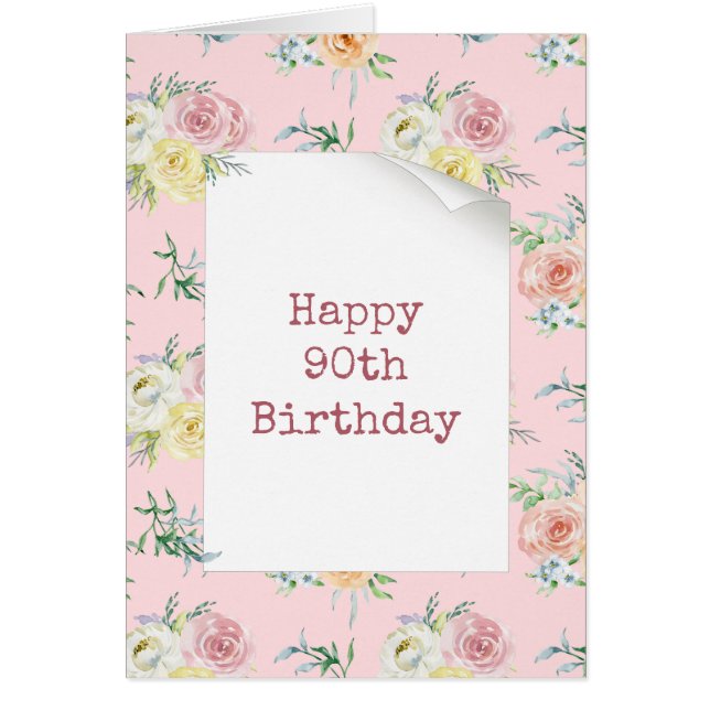 Watercolor Roses 90th Birthday (Front)