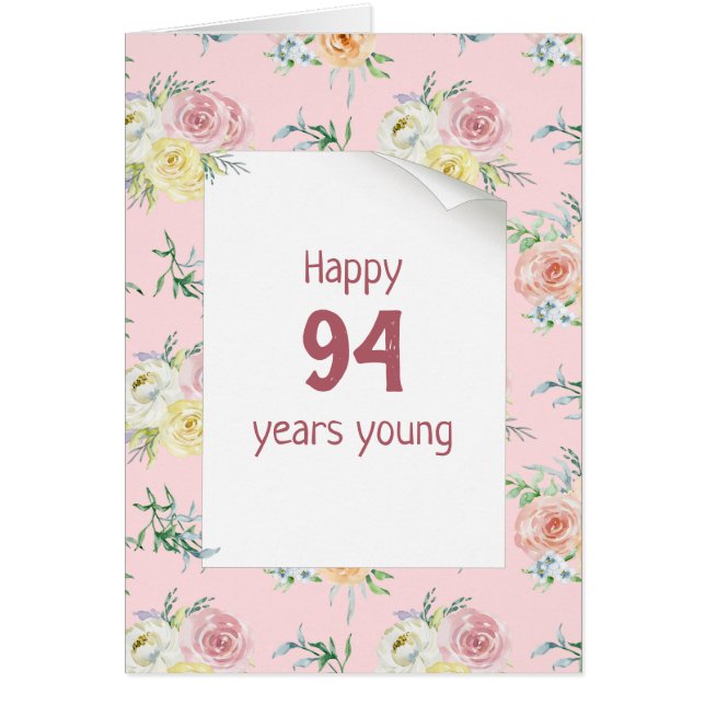 Watercolor Roses 94th Birthday (Front)
