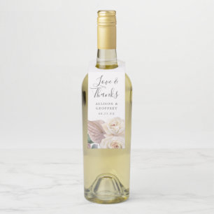 Watercolor Roses and Orchids Personalised Wedding Bottle Tag