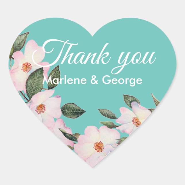 Watercolor Roses Ballerina Floral Illustration Heart Sticker (Front)