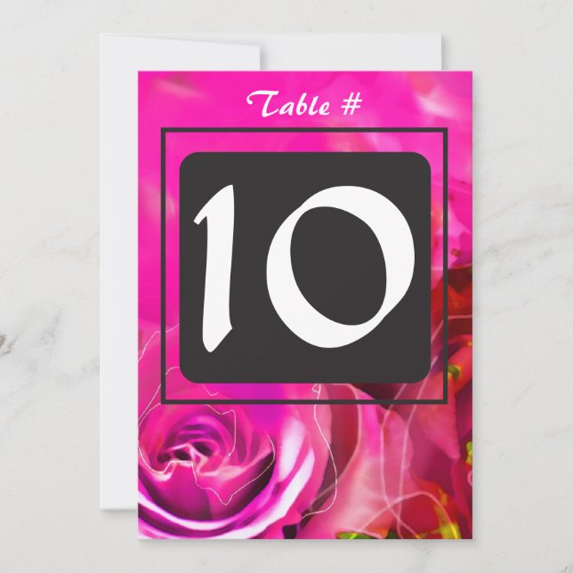 WATERCOLOR ROSES Bat Mitzvah Table Seating Card (Front)