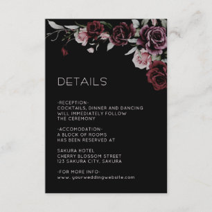 Watercolor Roses Black Floral Details Enclosure Card