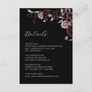 Watercolor Roses Black Floral Details Enclosure Card