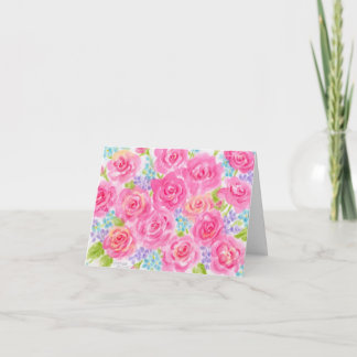 Watercolor Roses Blank Note Card Any Occasion