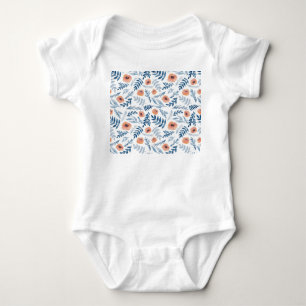 Watercolor Roses: Blue Leaves Seamless Baby Bodysuit